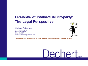 Overview of Intellectual Property: The Legal Perspective