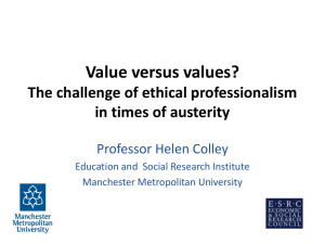 Value versus values? The challenge of ethical professionalism in