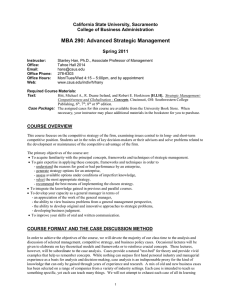 MBA 290: Advanced Strategic Management