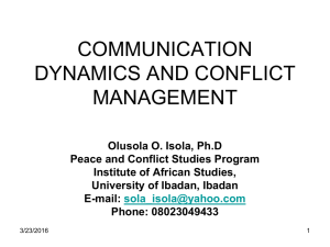 Communication Dynamics and Conflict Management