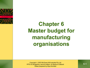 Chapter 6 Master budget for manufacturing organisations