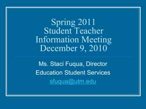S.T. Information Meeting, December 9, 2010, 6:00pm