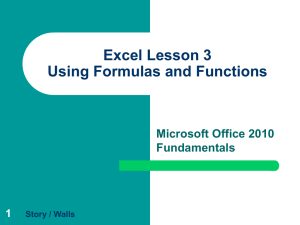 Excel Lesson 3 Using Formulas and Functions