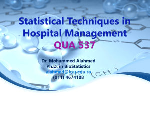 Statistical Techniques in Hospital Management QUA 537