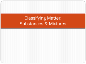 Classifying Matter- Substances & Mixtures
