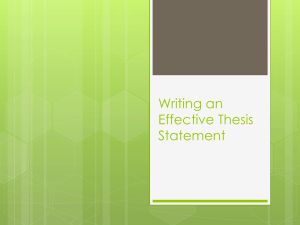Writing an Effective Thesis Statement