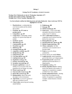 Biology I Ecology Part II Vocabulary- (worth 2 grades) *Ecology Part