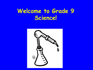 Welcome to Grade 10 Science!