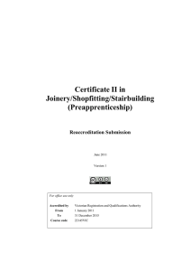 Certificate II in Joinery/Shopfitting/Stairbuilding