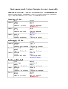 Sem. 1 Final Exam Schedule For Jan 2012