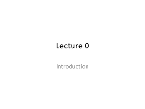 Lecture 0 - Introduction