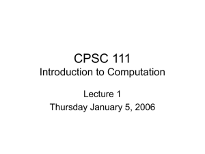 CPSC 322 Introduction to Artificial Intelligence
