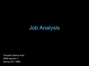 Job Analysis - session 4