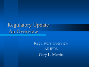 Regulatory Status Report An Overview