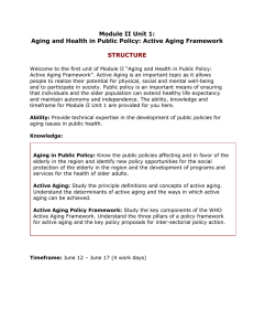 Module II Unit 1: Aging and Health in Public Policy: Active Aging