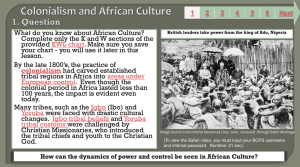 Impact of Colonialism on African Culture