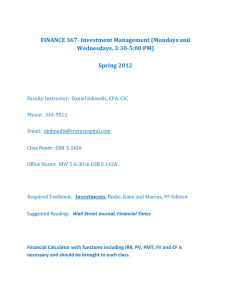 Finance 367-Investment Management is a Restricted Course for