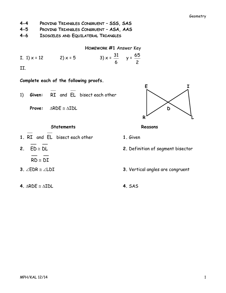 Answer Key Inside Triangle Congruence Proof Worksheet