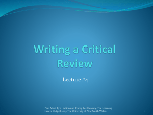 Writing a Critical Review