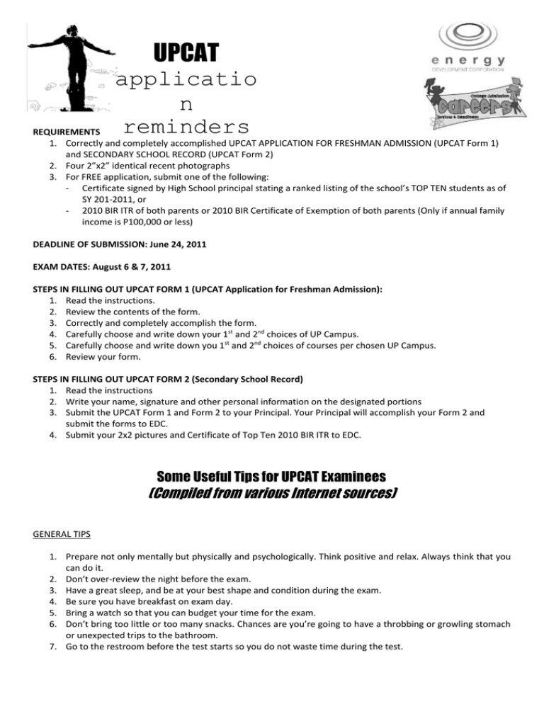 UPCAT Application Reminders