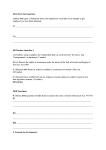 2011 Unit 1 short questions Outline two types of industrial action that