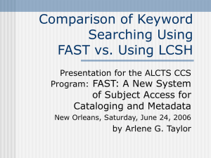 Comparison of Keyword Searching Using FAST vs. Using