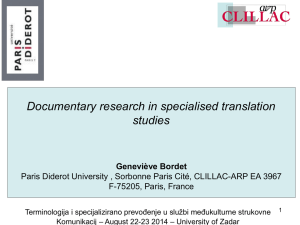 1. Documentary research and specialized translation