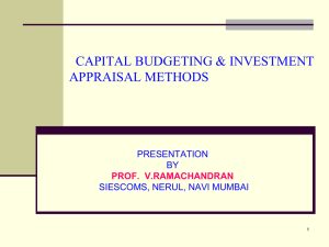 Capital Budgeting and Appraisal Methods