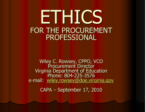 ETHICS IN THE PROCUREMENT POND