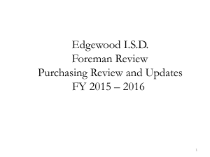 Purchasing Department Presentation to Foreman on June 9, 2015