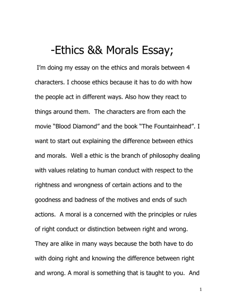 essay on ethics and moral values