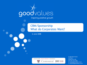 CRM/Sponsorship, What do Corporates Want?
