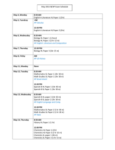 2015 Exam Schedule