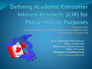 Annex 3 - Defining Academic Consumer Interest Research (CIR)