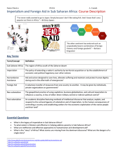 Course Description Handout - Imperialism and Foreign aid in Sub