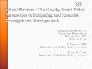 J. P. Mowery – School Finance - West Virginia School Board