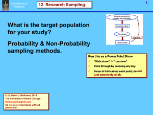 Sampling. - Psychology 242, Research Methods in Psychology