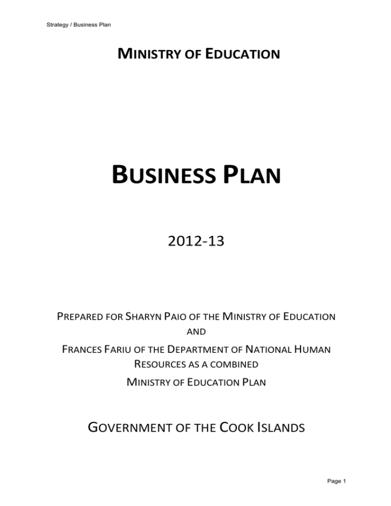 ministry of advanced education business plan