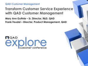 Building the Effective Enterprise QAD Customer Management