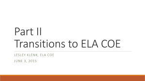 Part II Transitions to ELA COE