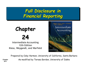 Full Disclosure and Other Financial Reporting Issues