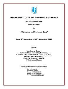 Marketing and Customer Care - Indian Institute of Banking & Finance