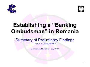 Establishing Banking Ombudsman in Romania