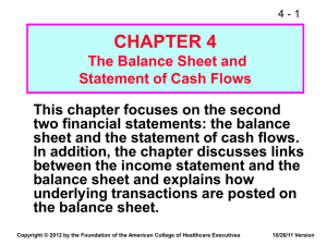 CHAPTER 4 The Balance Sheet and Statement of Cash Flows This