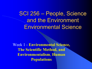 SCI 256 – People, Science and the Environment Environmental