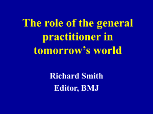 The role of the future general practitioner