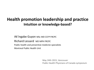 Health promotion - Public Health Physicians of Canada