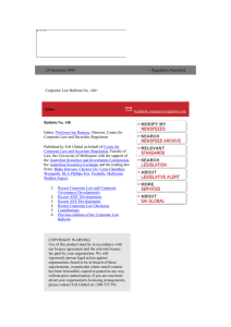 Corporate Law Bulletin 148 - December 2009