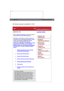 Corporate Law Bulletin 164 - April 2011