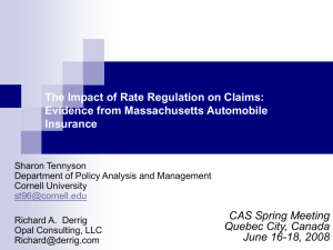 The Impact of Rate Regulation on Claims Costs and Insurance